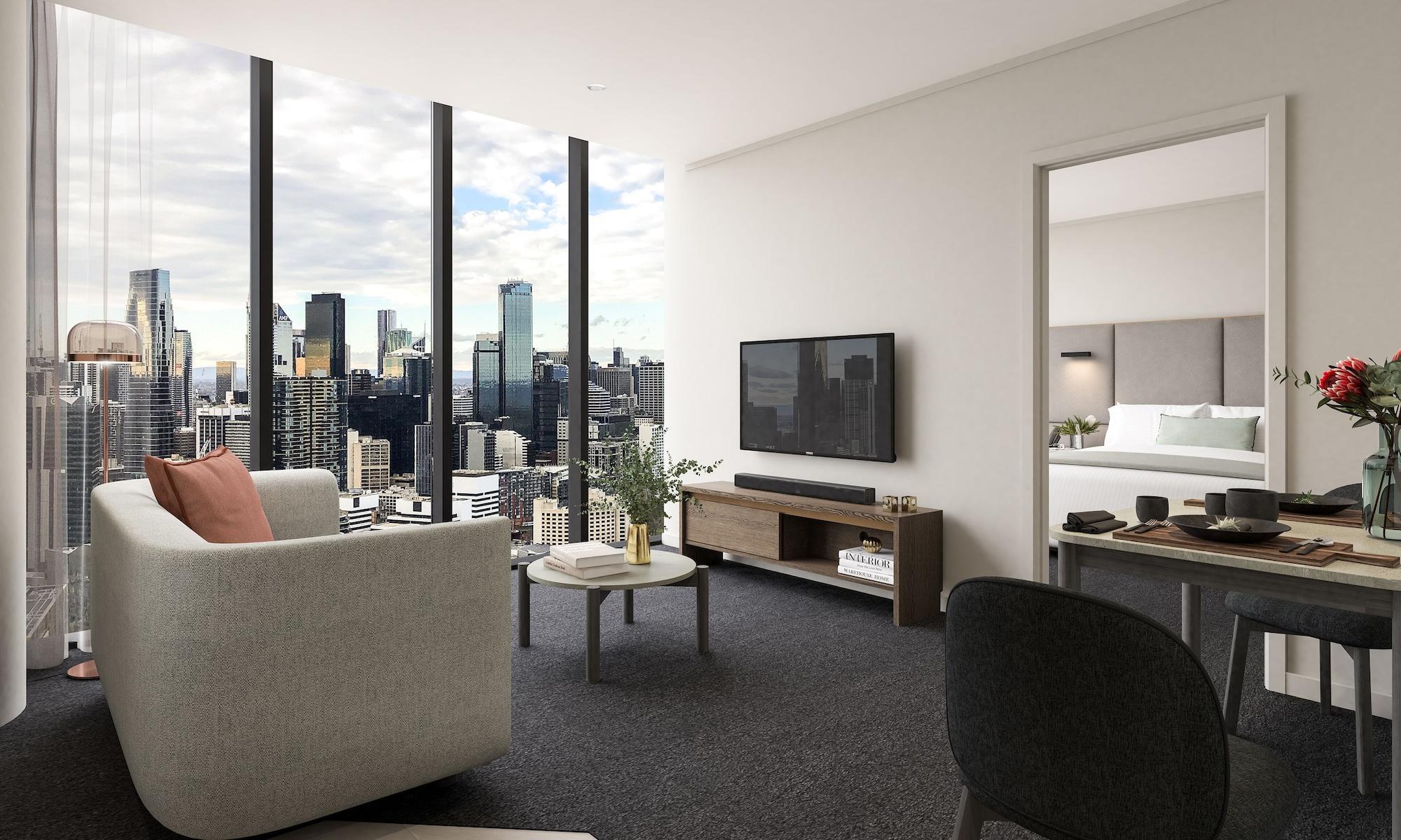 Oakwood Premier Melbourne Aparthotel Exterior foto The interior of a typical apartment